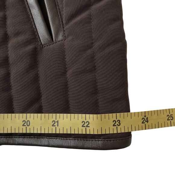 Esprit Women's Brown Zip-Front Quilted Coat- Removable Faux Fur Collar - Size XL - Picture 5 of 10